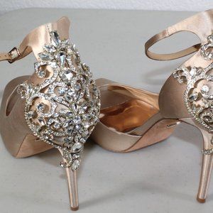 Badgley Mischka Women's Ivory Champagne Crystal SHOES 8 (WEDDING, ETC)